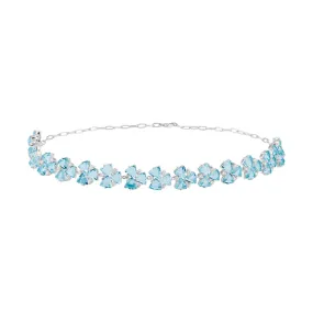 18k Mirage White Gold Necklace With 0.75 Cts Vs-Gh Diamonds  And Aquamarine