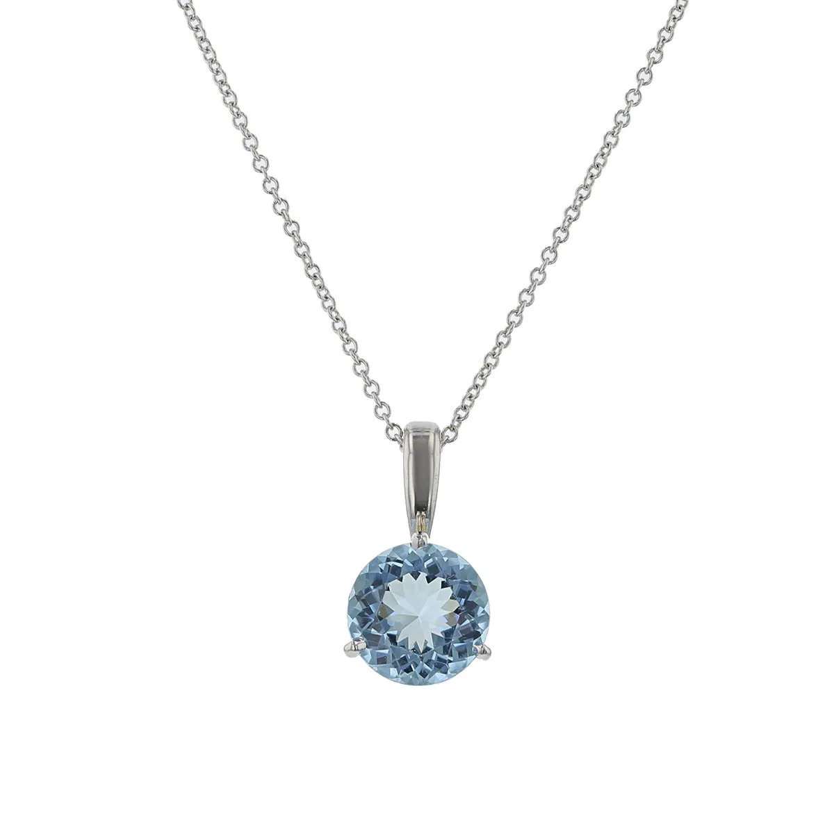 18K White Gold Aquamarine Pendant Necklace