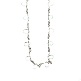 18kt White Gold Aqua Briolette Necklace