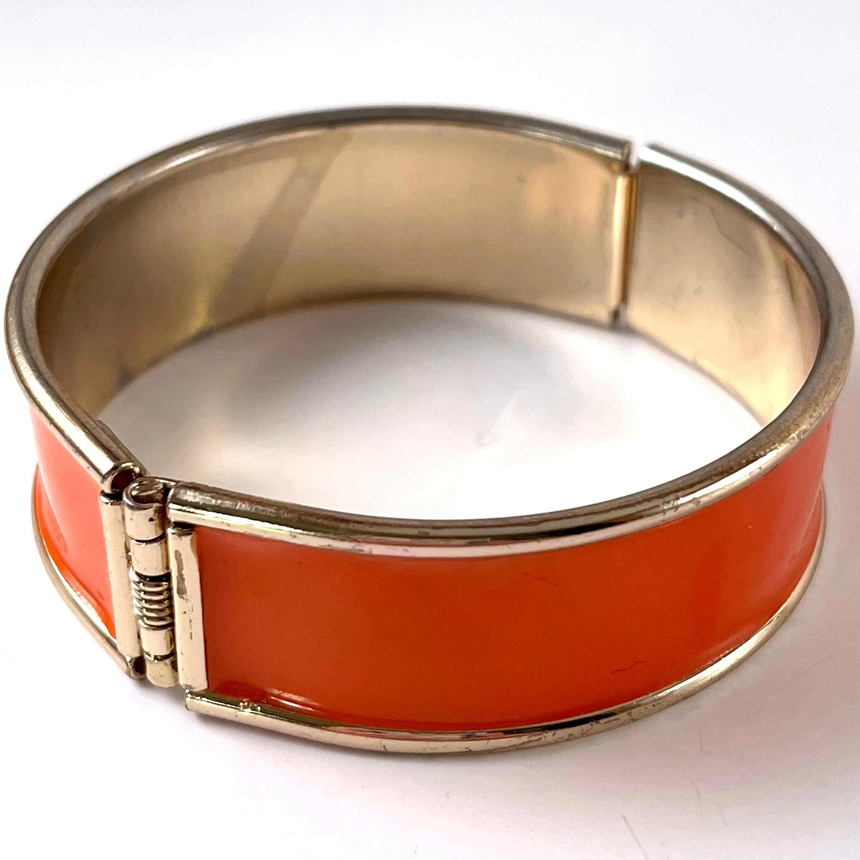 1960s Orange Enamel Hinge Bracelet