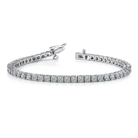 2 Carat Round 14K White Gold 4 Prong Diamond Tennis Bracelet (Classic Quality)