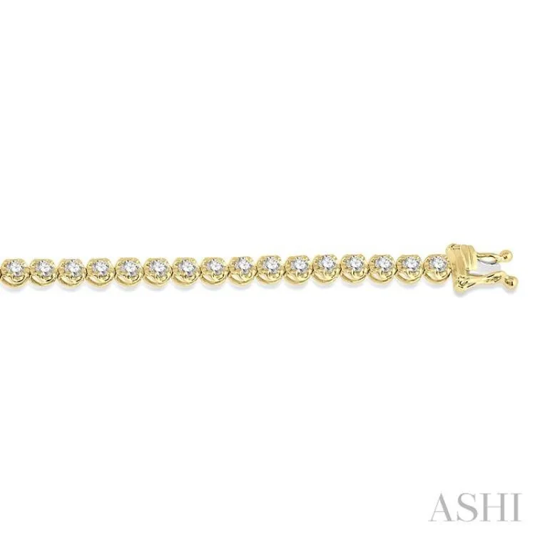 2 Ctw Round Cut Diamond Illusion Bracelet in 10K Yellow Gold