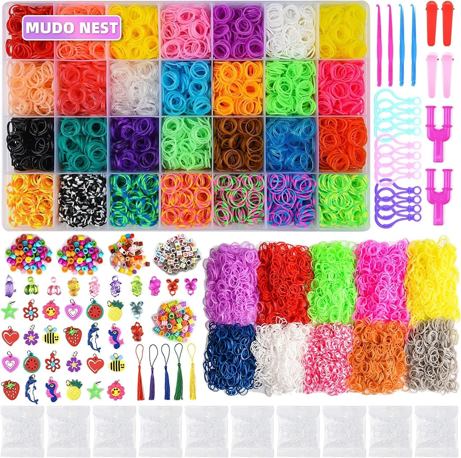 20000  Loom Bracelet Kit, 38 Colors Rubber Bands Bracelet Making Kit