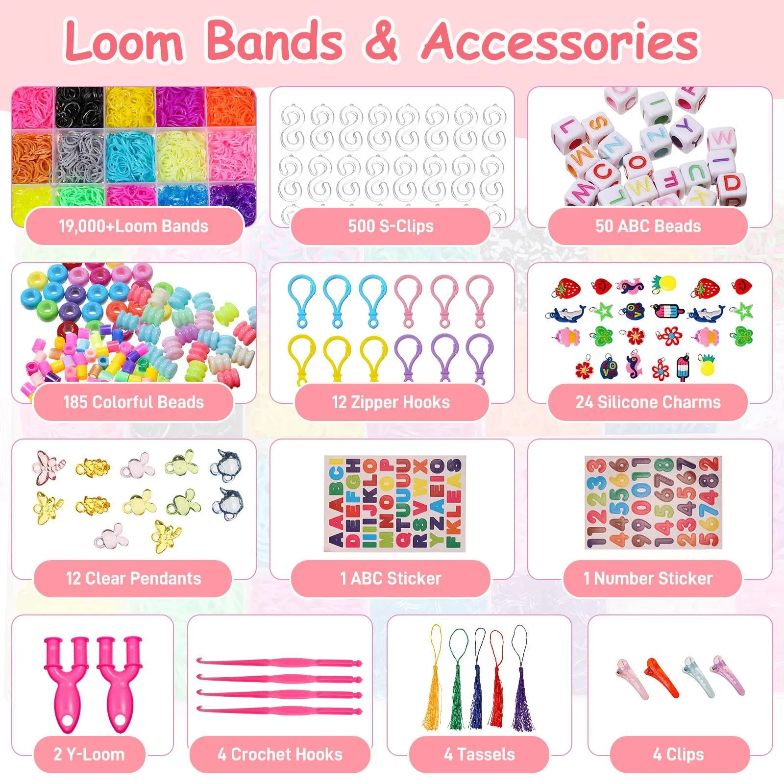 20000  Loom Bracelet Kit, 38 Colors Rubber Bands Bracelet Making Kit