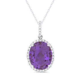 2.35ct Amethyst 16"Pendant Necklace in 14K White Gold