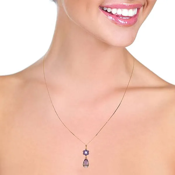 2.78 Carat 14K Solid Rose Gold Necklace Natural Amethyst Diamond