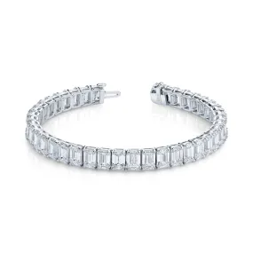 28.26 Carat Platinum Emerald Cut 4-Prong Straight Line Bracelet