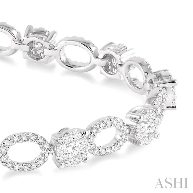 3 1/3 Ctw Lovebright Round Cut Diamond Bracelet in 14K White Gold