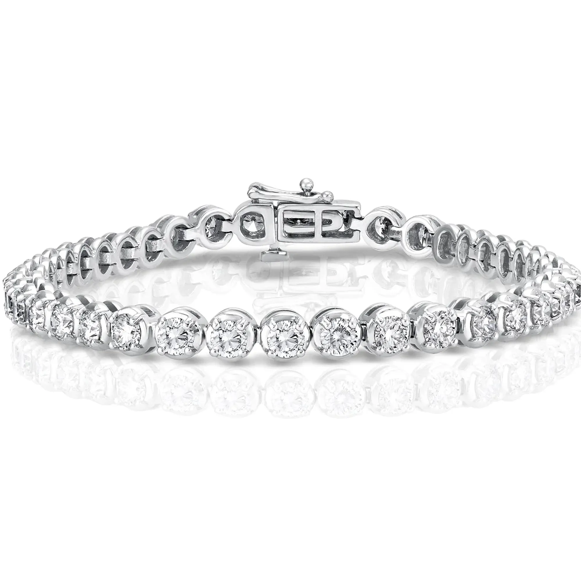 3 Carat Round Diamond 14K White Gold Buttercup Tennis Bracelet (Classic Quality)