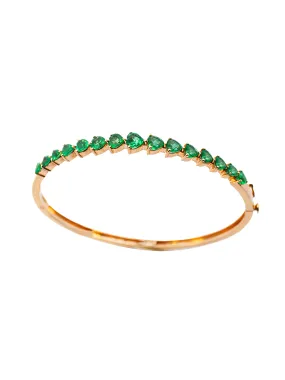 3.15ct Emerald 14K Gold Heart Shape Bangle Bracelet