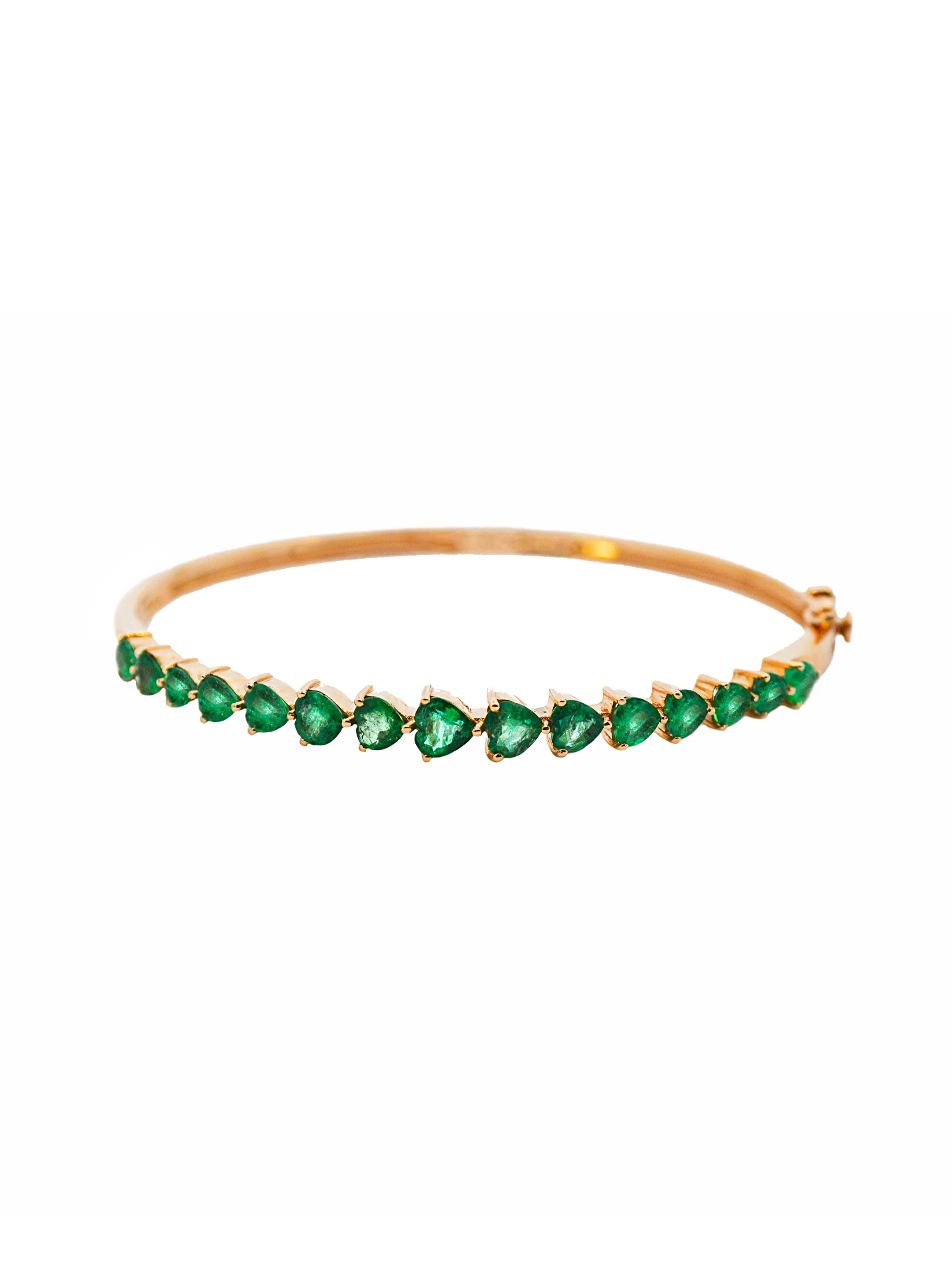 3.15ct Emerald 14K Gold Heart Shape Bangle Bracelet