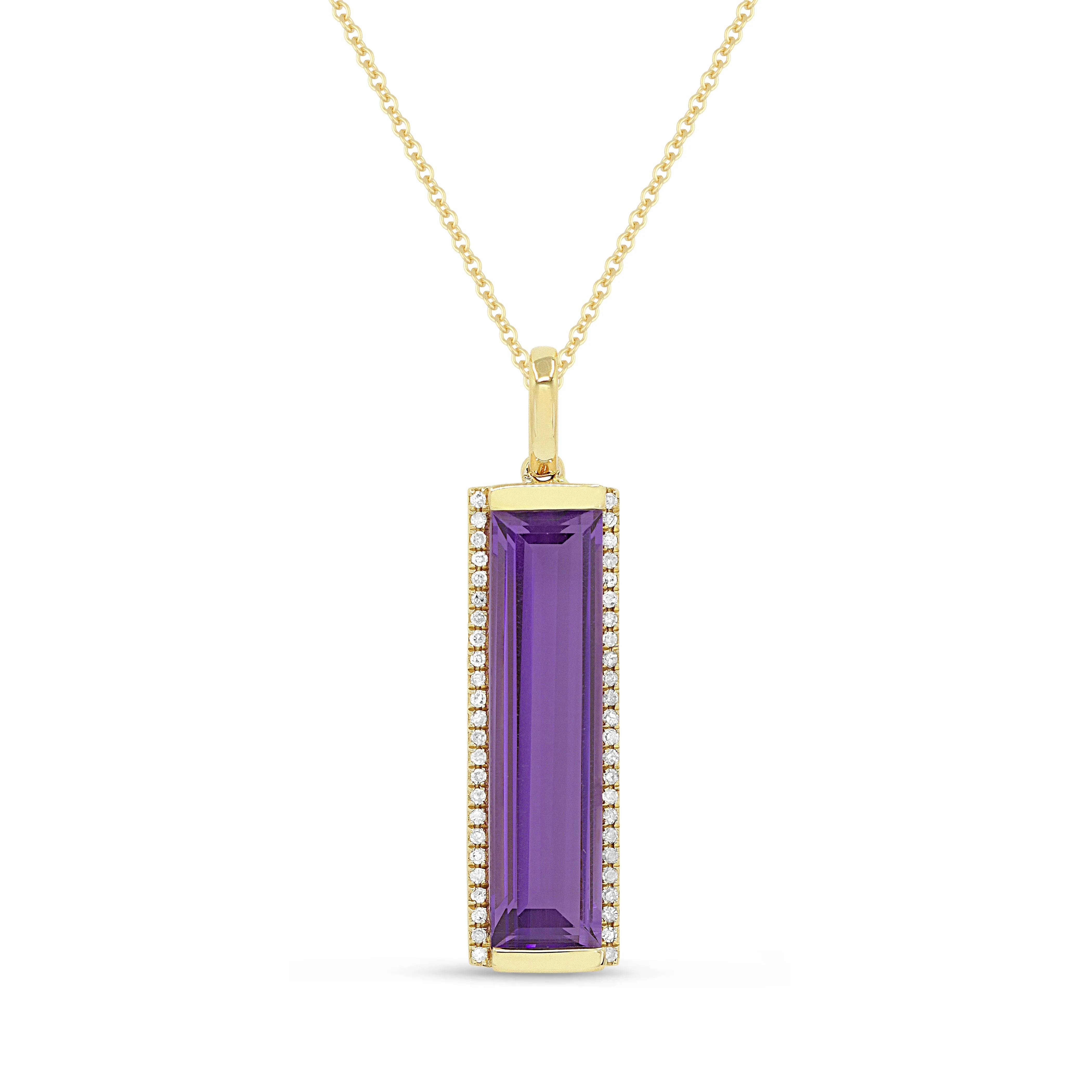 3.19ct Amethyst 16"Pendant Necklace in 14K Yellow Gold