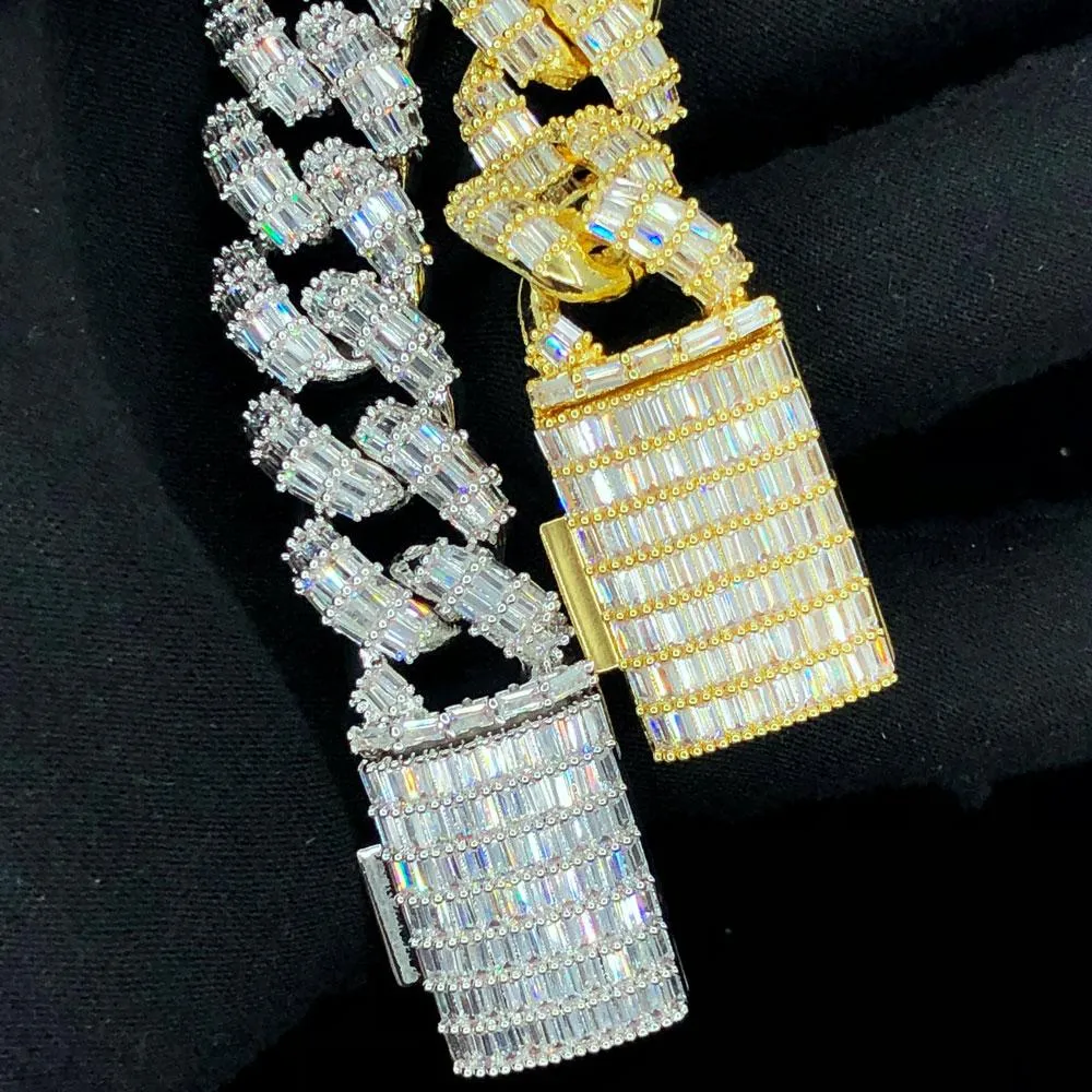 3D Baguette Cuban Link CZ Iced Out Hip Hop Bracelet