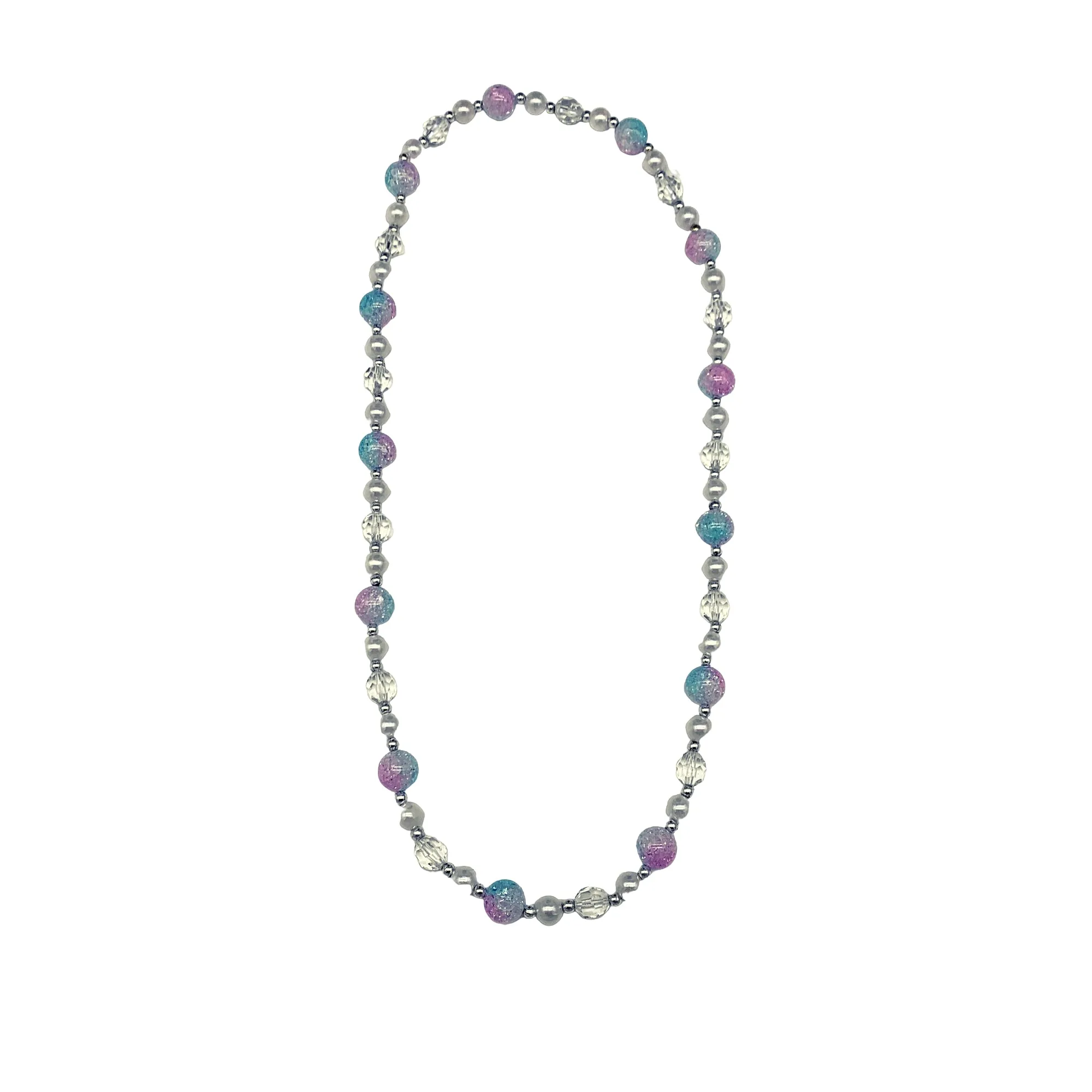 40" Acrylic Pink and Turquoise Marble Bead Necklace (Each)