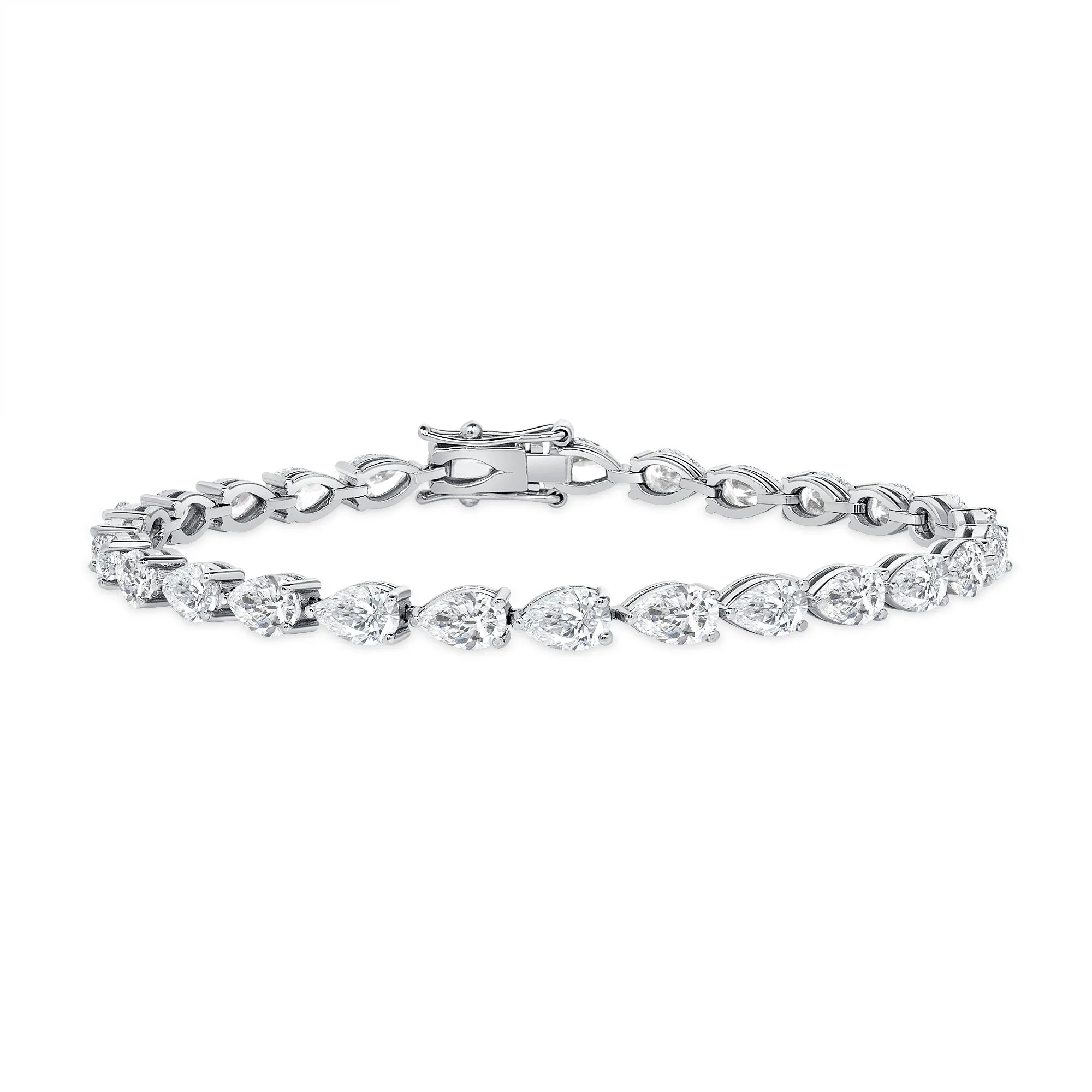 4.50ct Pear-Shape Natural Diamond Tennis Bracelet - 3-Prong