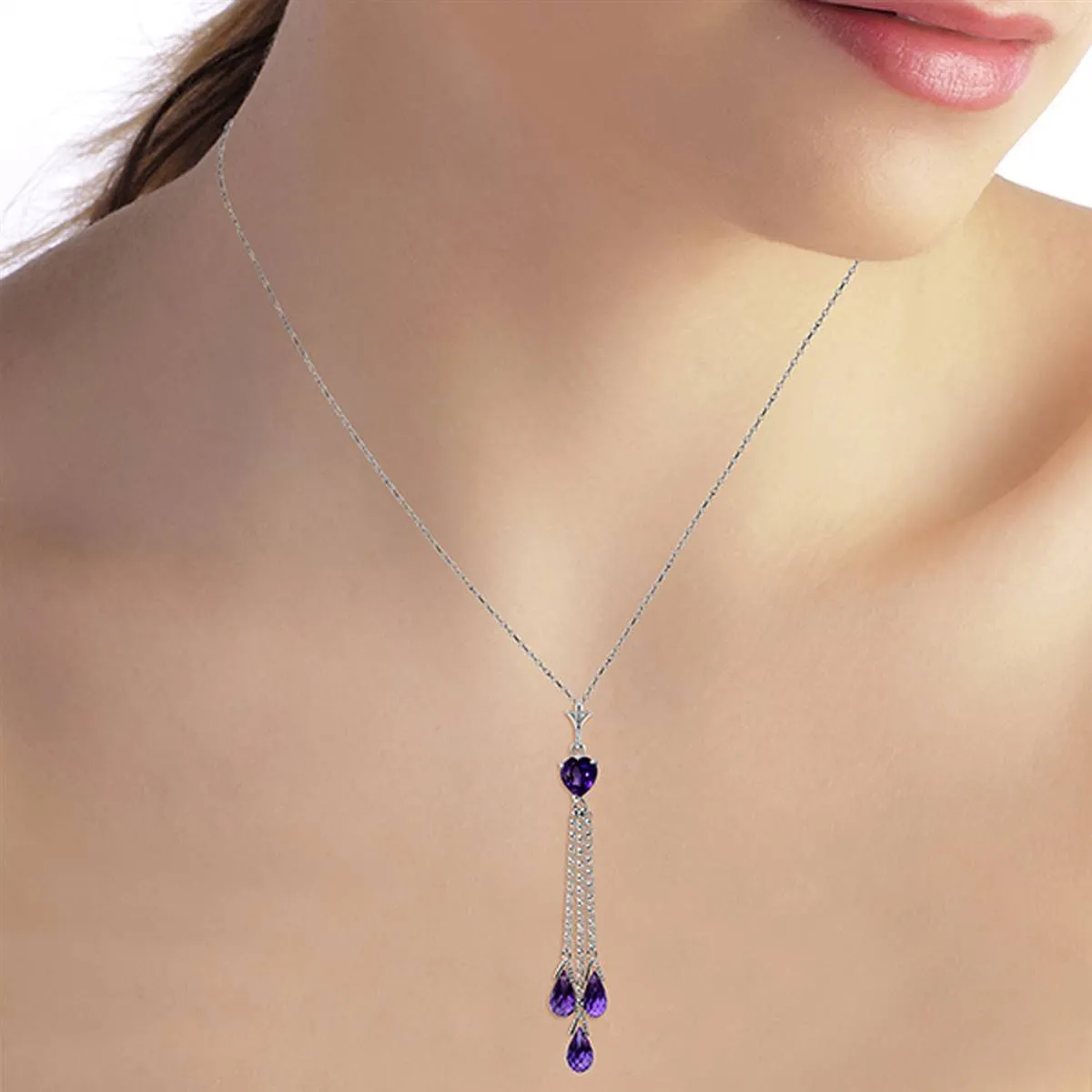 4.75 Carat 14K Solid White Gold Much Tenderness Amethyst Necklace