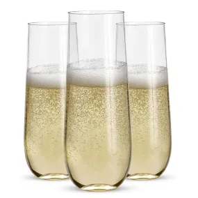 48pk Stemless Plastic Champagne Flutes, 9 Oz - Clear Plastic Wine Glasses