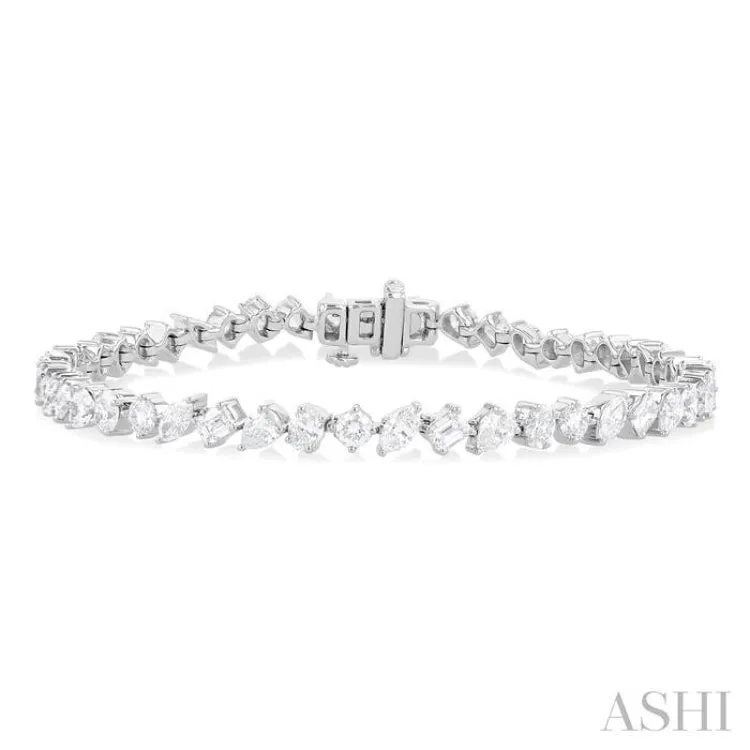 5 3/4 ctw Mixed Shape Cut Diamond Fashion Bracelet in 14K White Gold