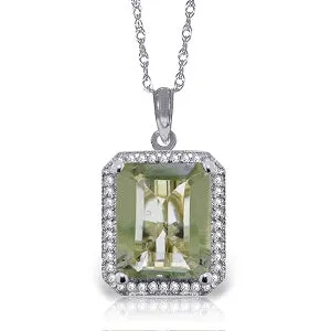 5.55 Carat 14K Solid White Gold Spice Of Life Green Amethyst Diamond Necklace