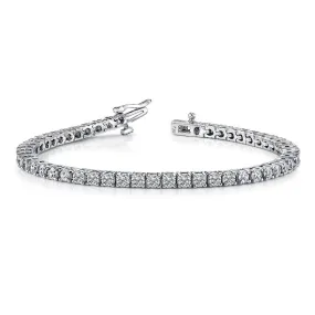 7 Carat Round 14K White Gold 4 Prong Diamond Tennis Bracelet (Classic Quality)