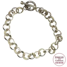 925 Silver Rolo Belcher Chain Bracelet 8mm Toggle Round Classic Minimalist