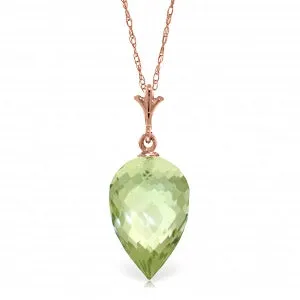 9.5 Carat 14K Solid Rose Gold Necklace Pointy Briolette Drop Green Amethyst