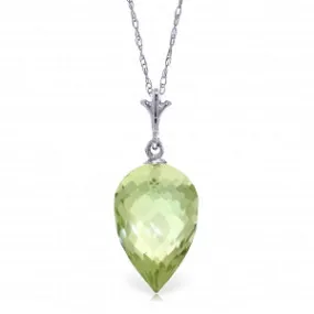 9.5 Carat 14K Solid White Gold Necklace Pointy Briolette Drop Green Amethyst