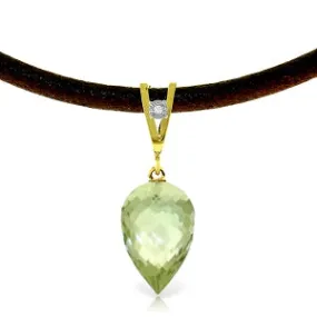 9.51 Carat 14K Solid Yellow Gold Savoire Faire Green Amethyst Necklace