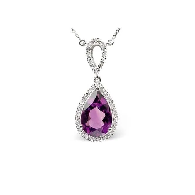 Acotis Diamonds 9K White Gold 0.12ct Diamond 2.78ct Amethyst Necklace B1226