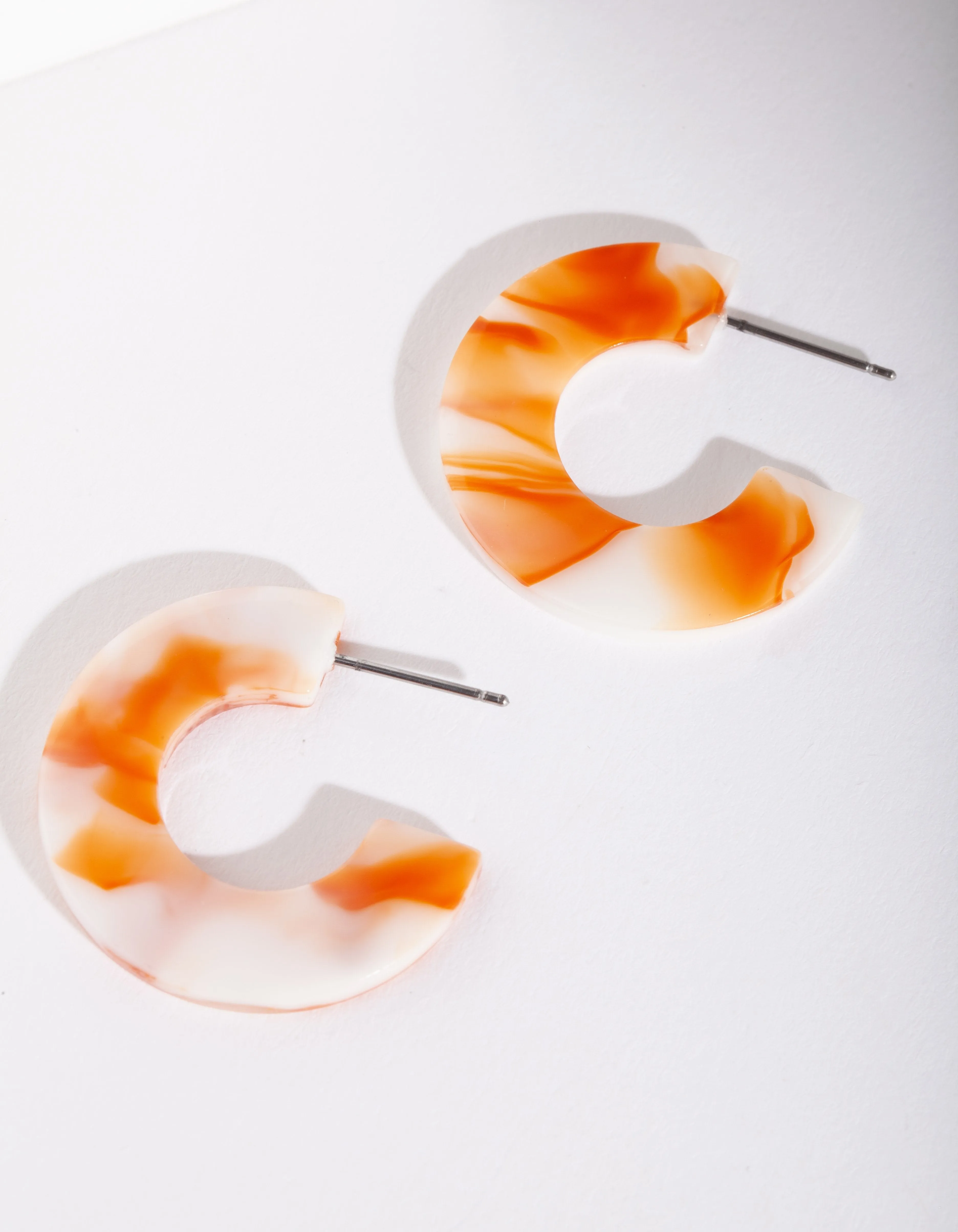 Acrylic Orange Smoke Hoop Earring