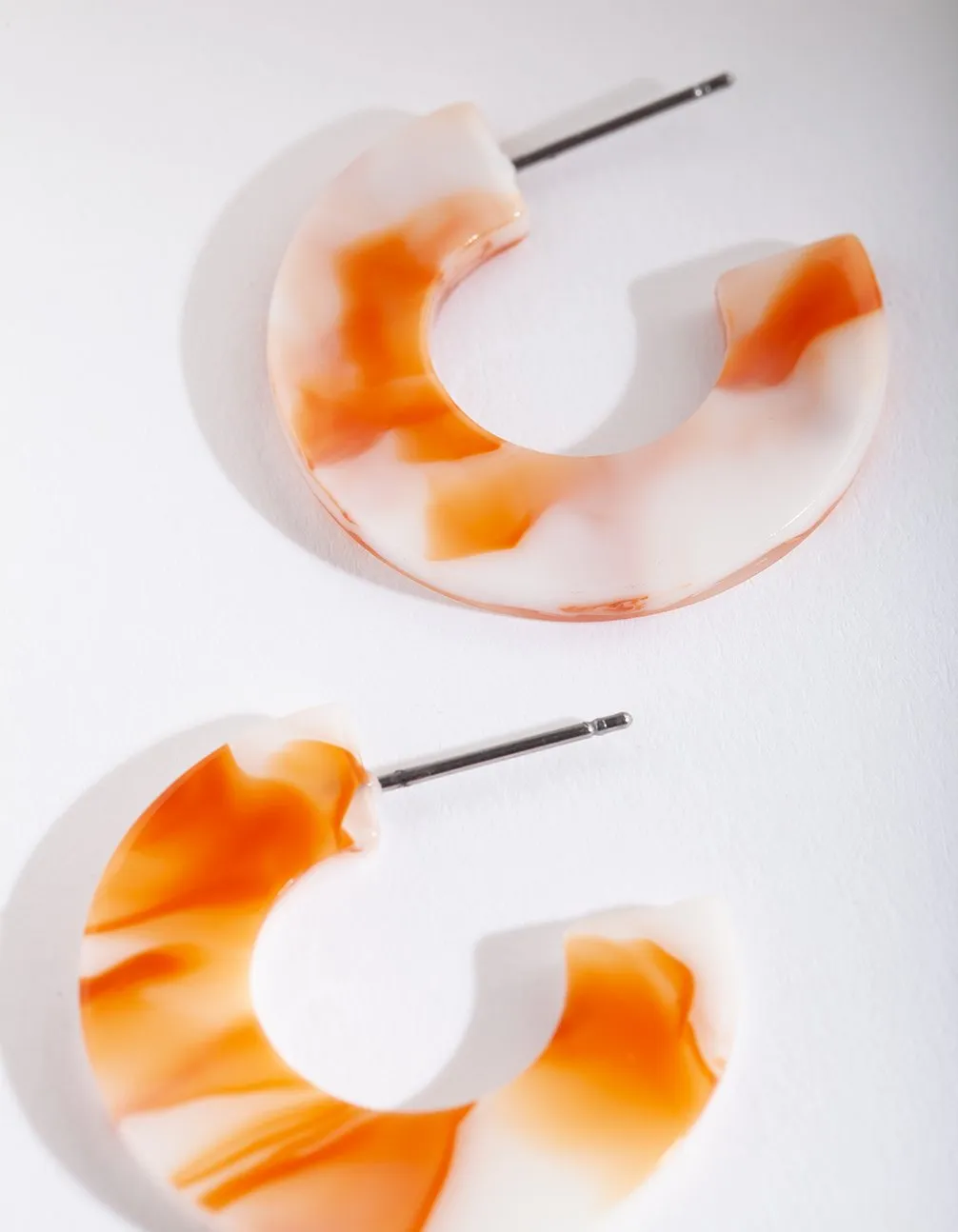 Acrylic Orange Smoke Hoop Earring