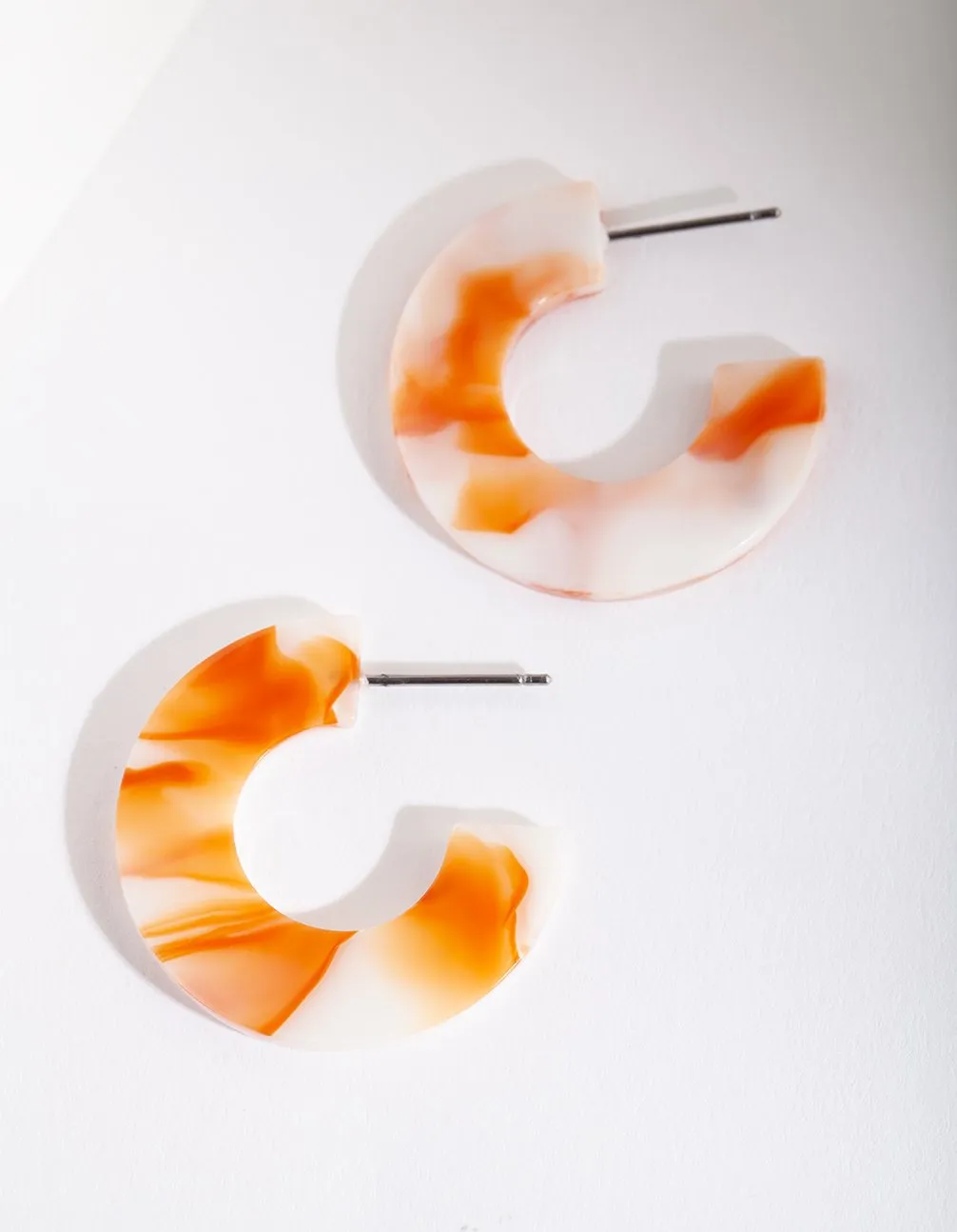 Acrylic Orange Smoke Hoop Earring