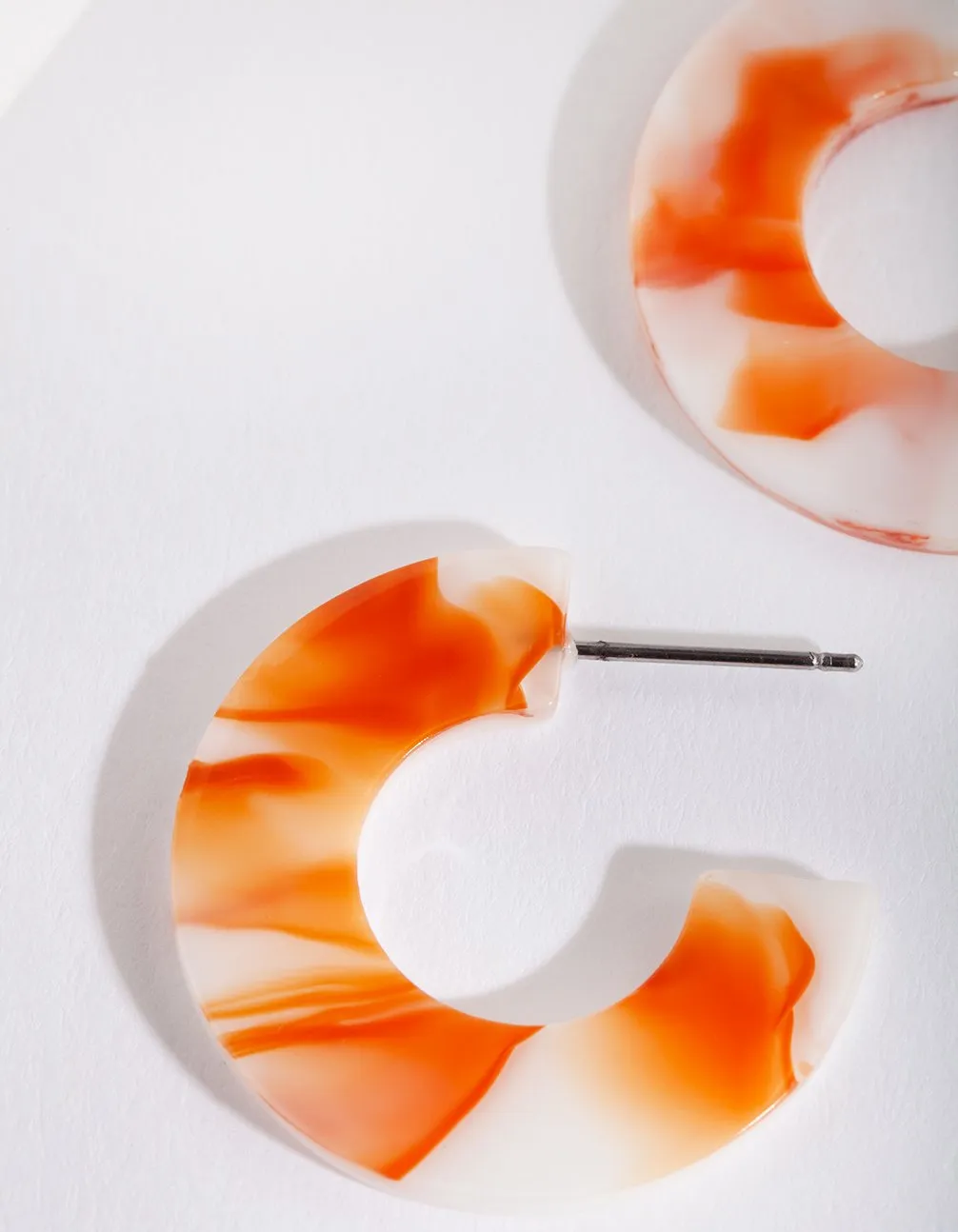 Acrylic Orange Smoke Hoop Earring