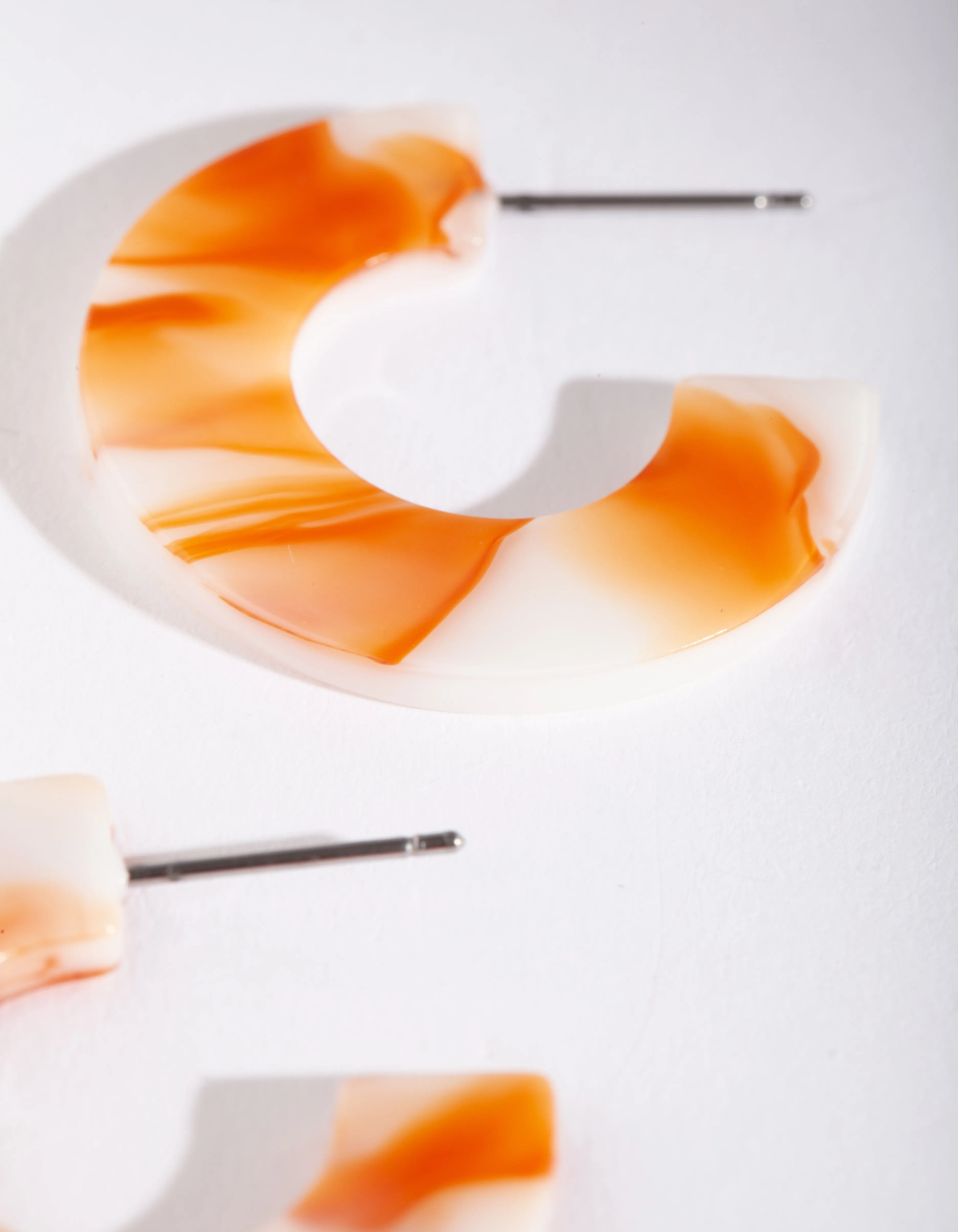 Acrylic Orange Smoke Hoop Earring