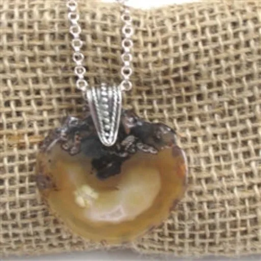 Agate Pendant Necklace on Rolo Sterling Silver Chain