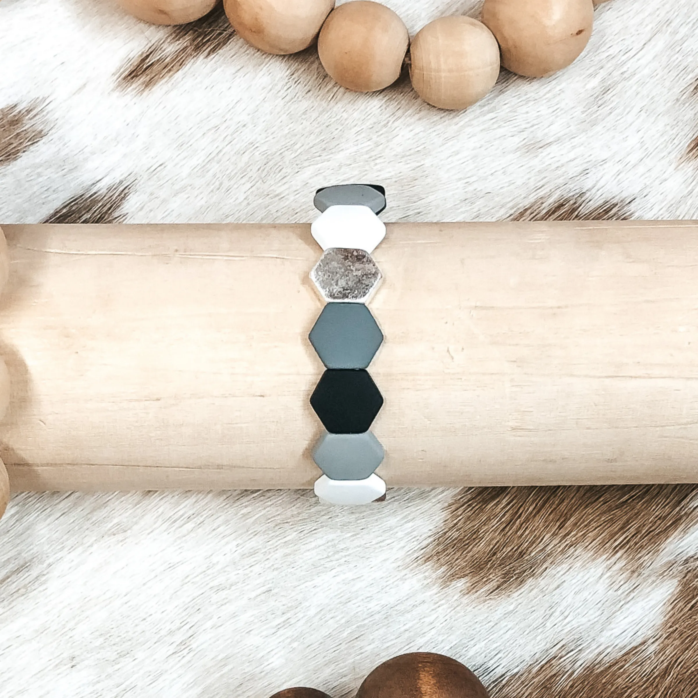 All About Matte Hexagon Bracelet in Greys