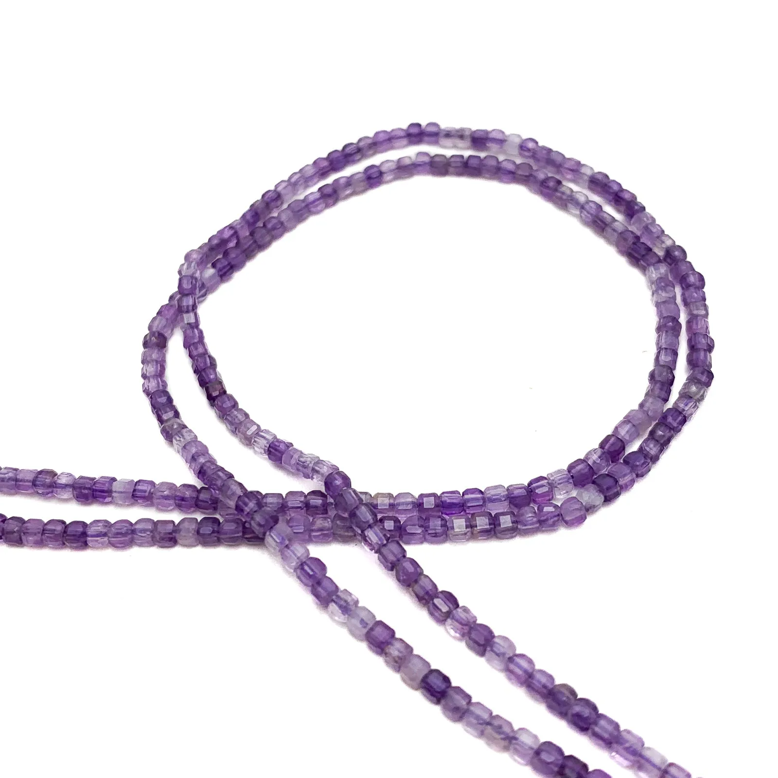 Amethyst 2.5mm Faceted Cubes Bead Strand