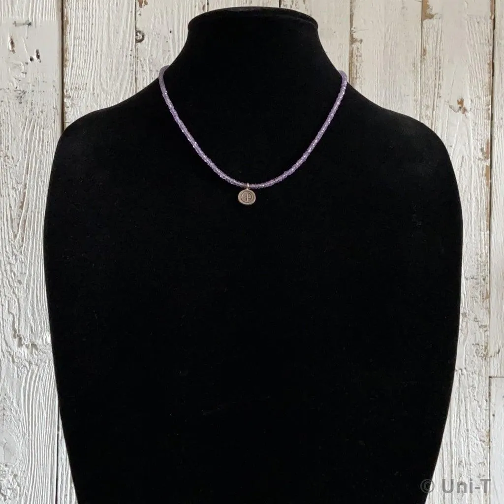 Amethyst Beads Necklaces with Oxidized Peace Pendant