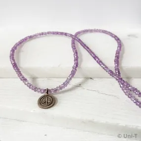 Amethyst Beads Necklaces with Oxidized Peace Pendant