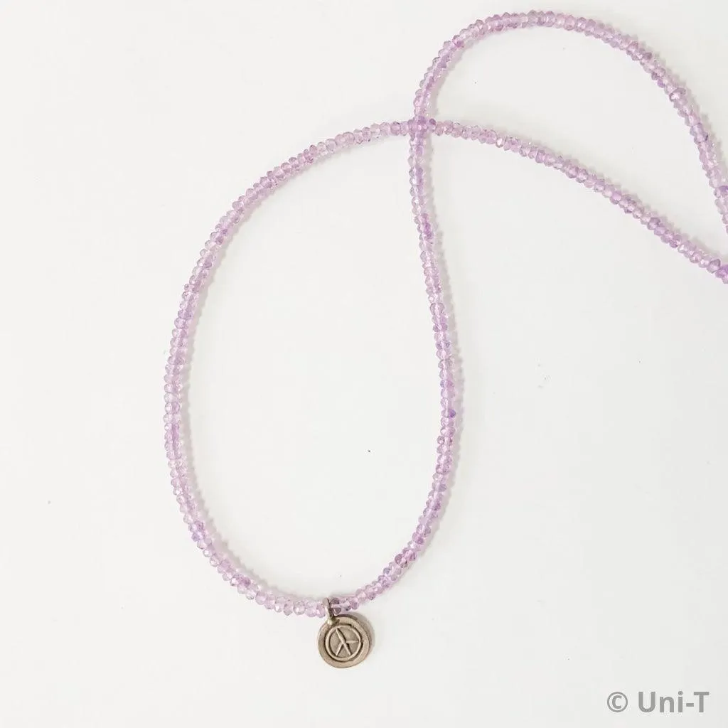 Amethyst Beads Necklaces with Oxidized Peace Pendant