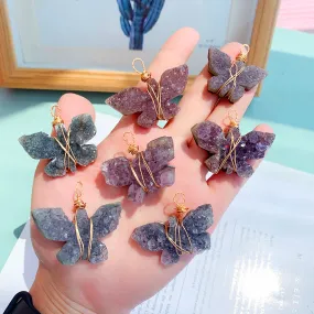 Amethyst Cluster Butterfly Necklace Pendant