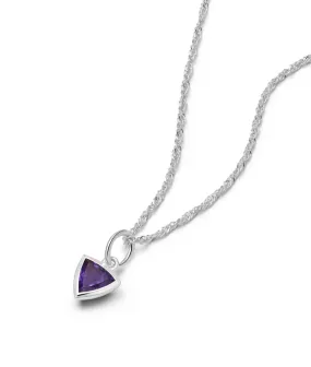 Amethyst February Birthstone Charm Necklace Sterling Silver