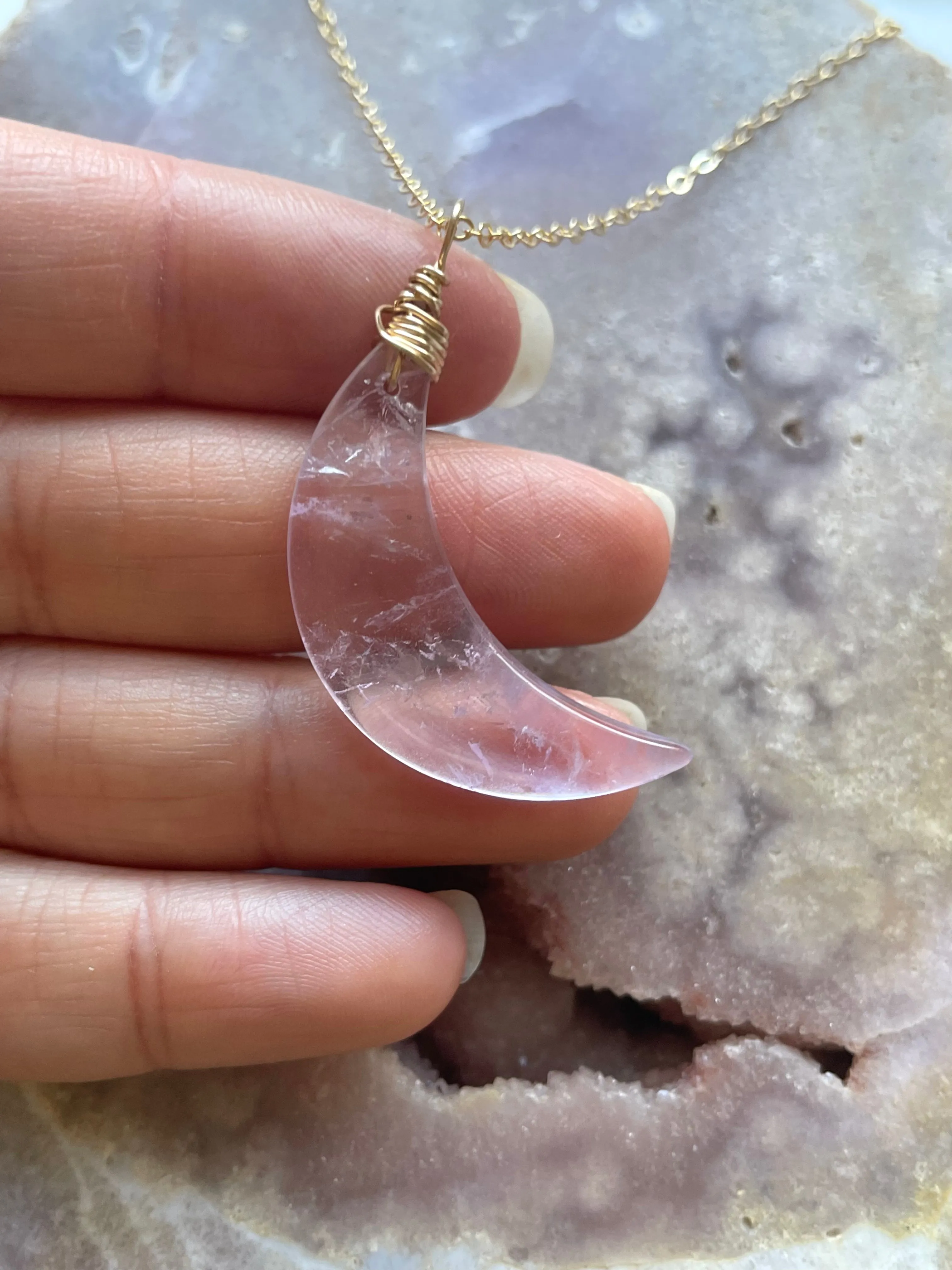 Amethyst Moon Crystal Necklace