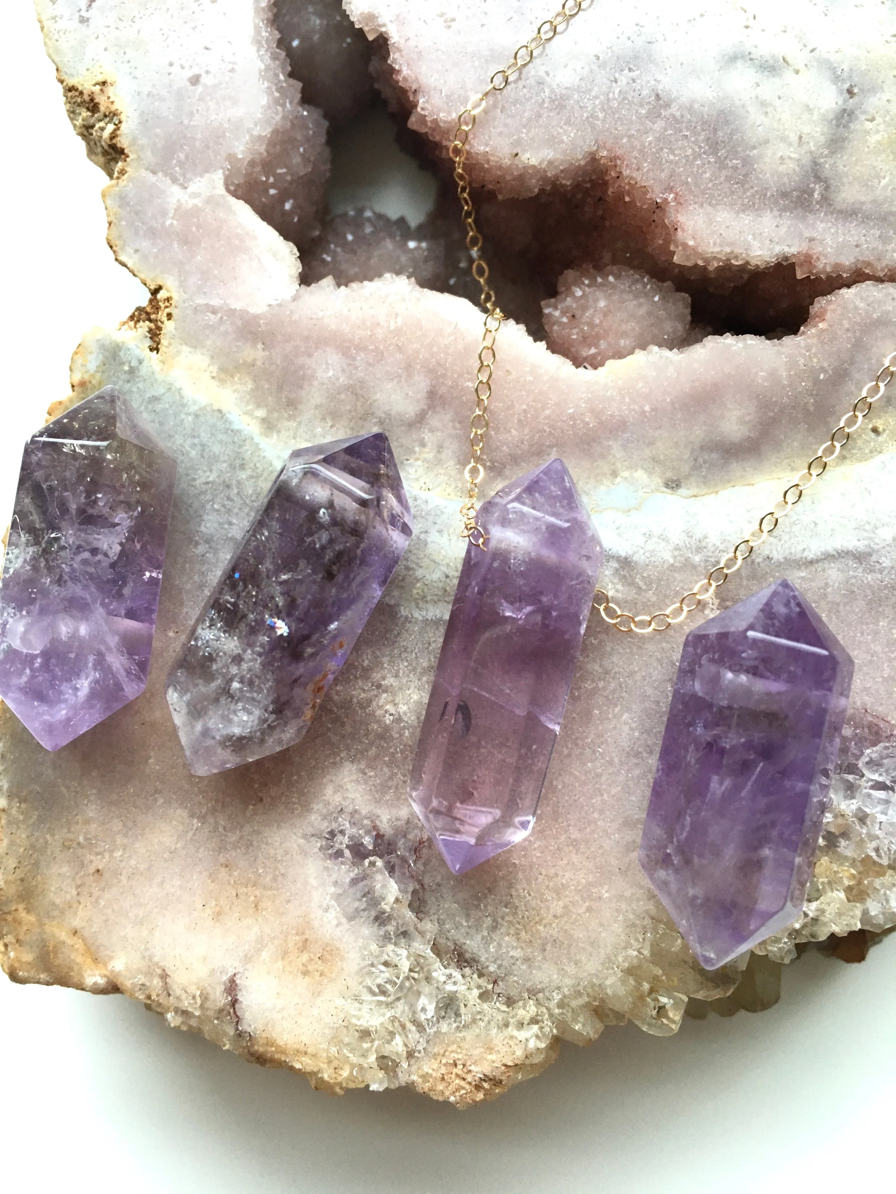 Amethyst Point Necklace Crown Chakra Crystal