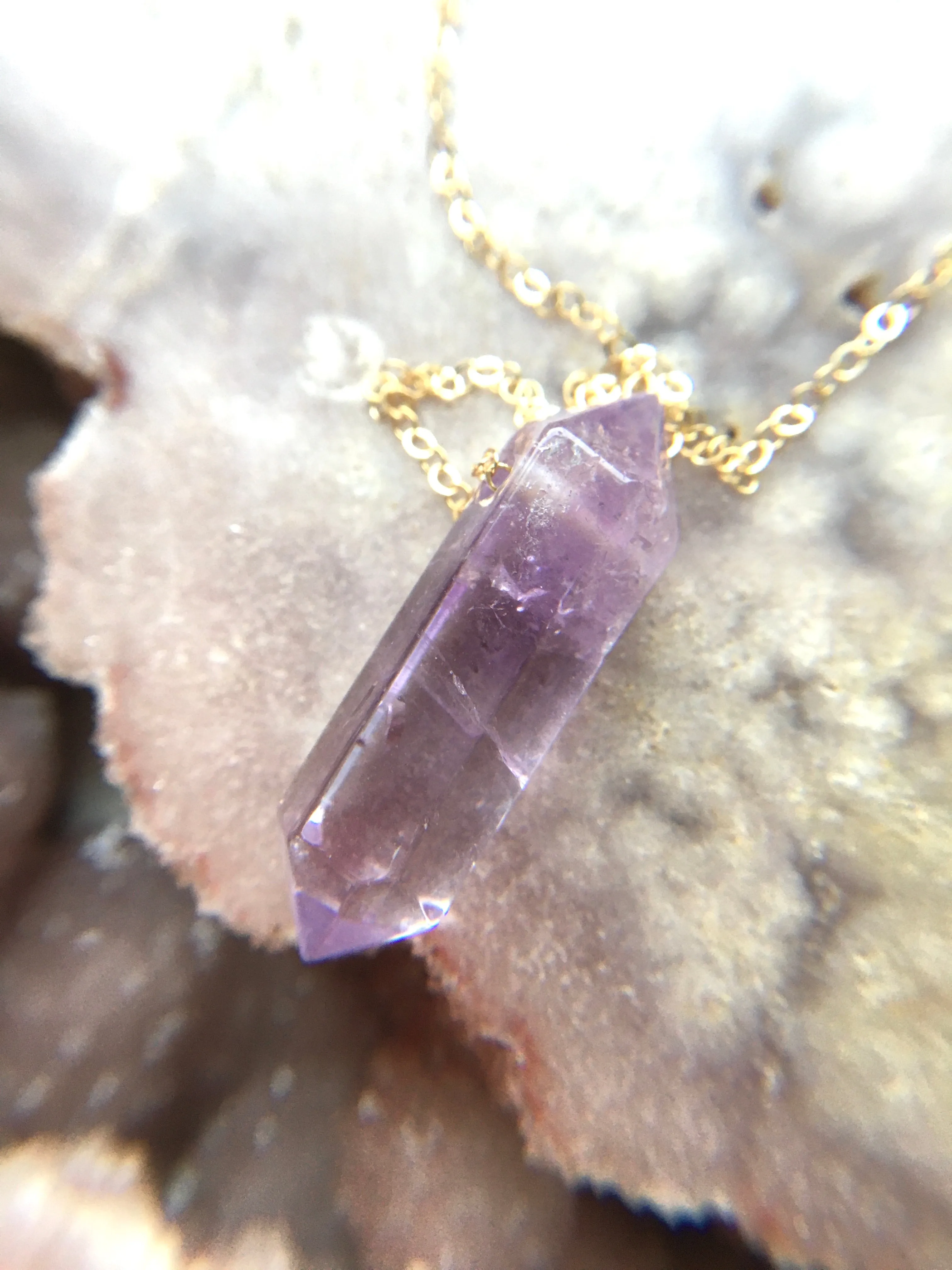 Amethyst Point Necklace Crown Chakra Crystal