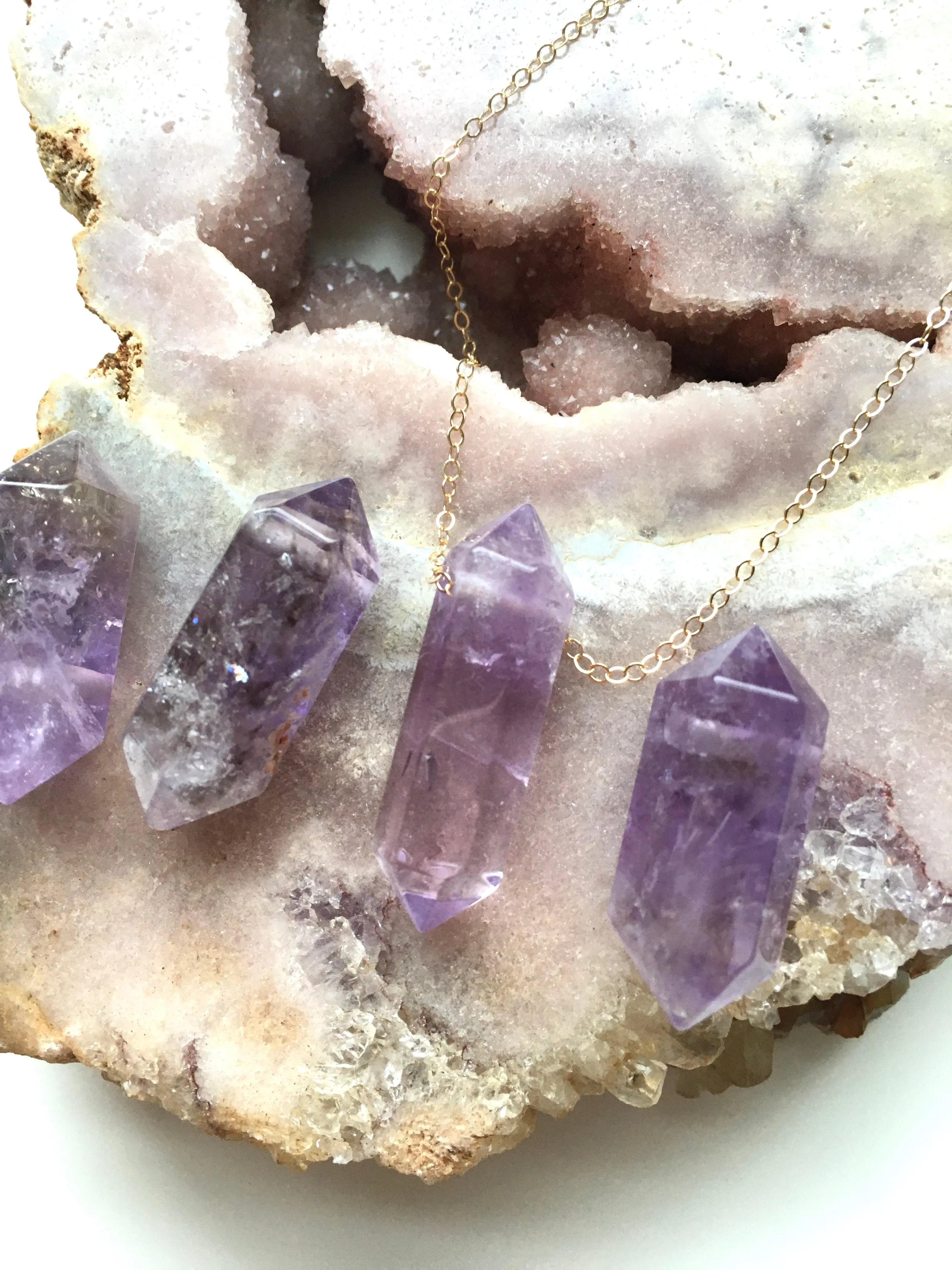 Amethyst Point Necklace Crown Chakra Crystal