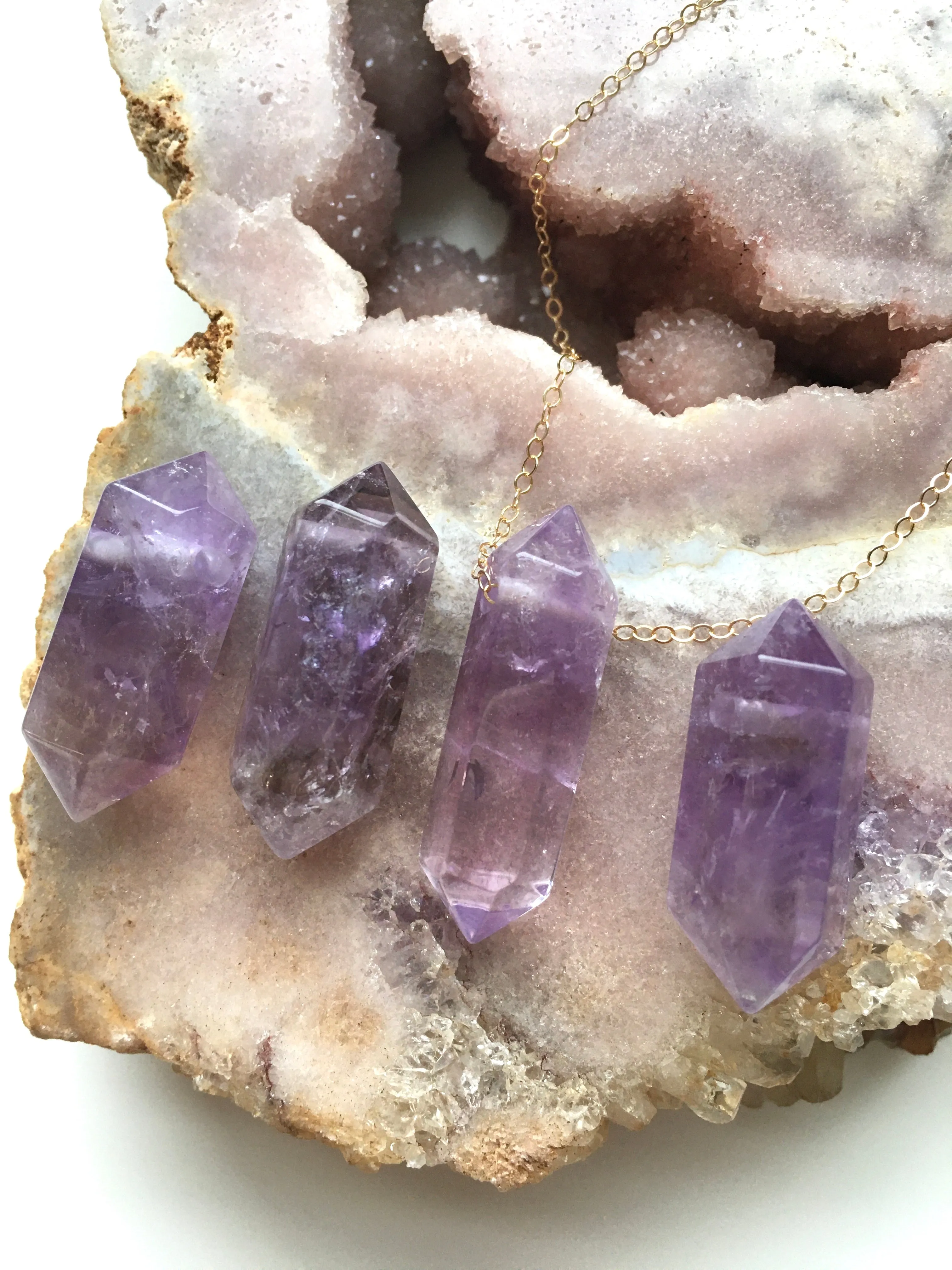 Amethyst Point Necklace Crown Chakra Crystal