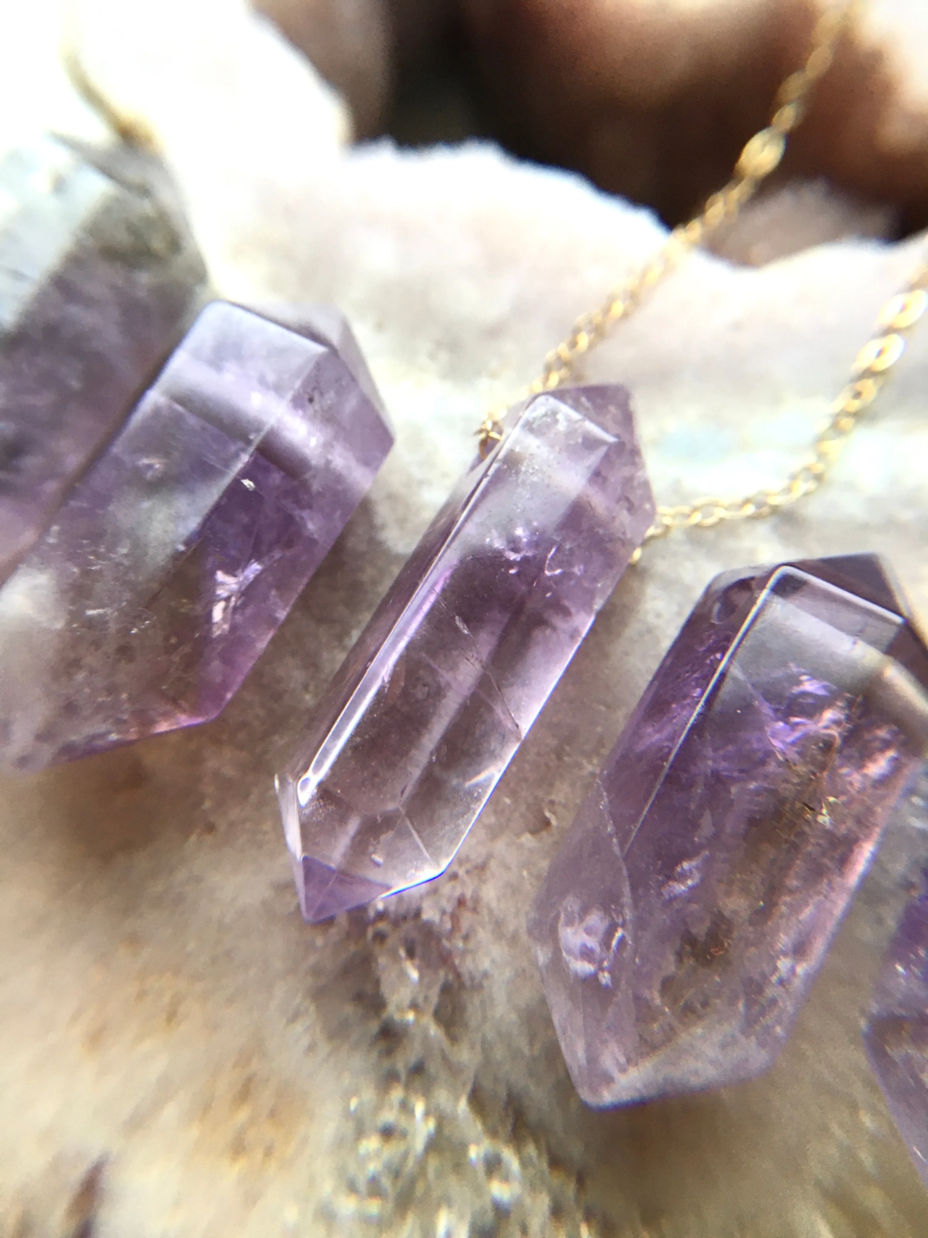 Amethyst Point Necklace Crown Chakra Crystal