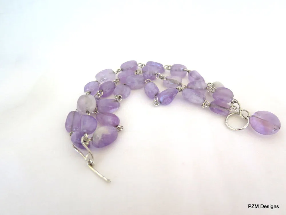 Amethyst Three Strand Handmade Bracelet