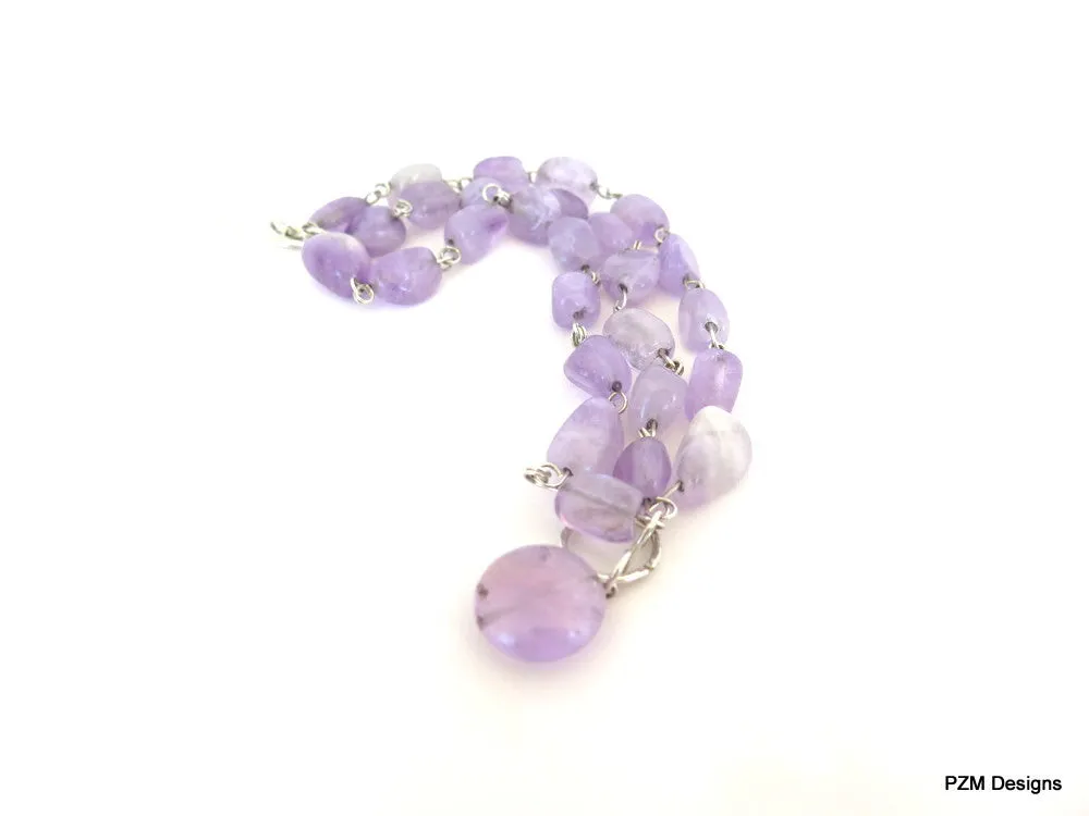 Amethyst Three Strand Handmade Bracelet